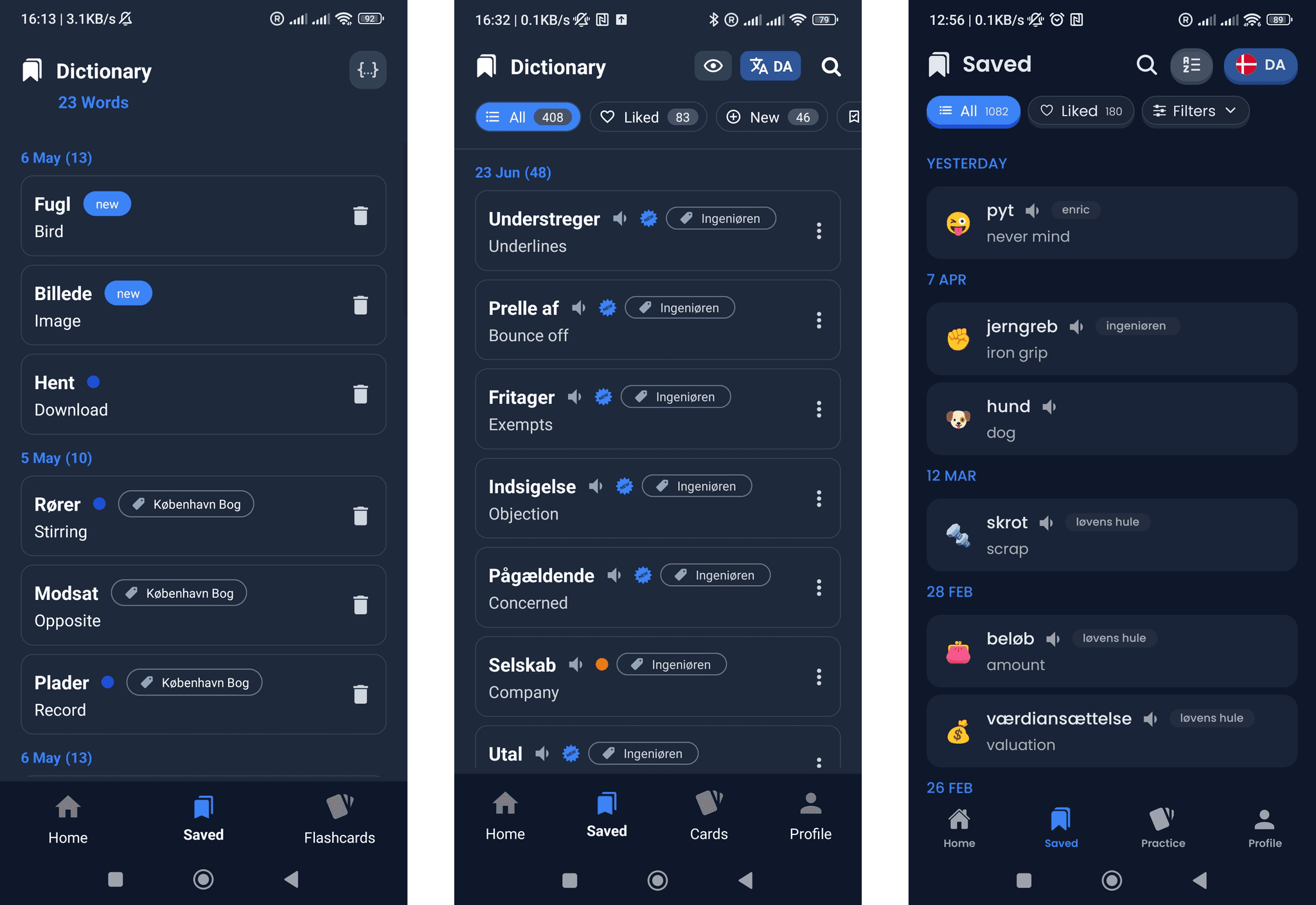 Evolution of the wordlist screen ux design